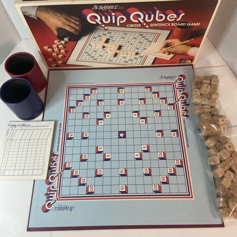 Vintage 1981 Scrabble Quip Qubes Sentence Board Game Selchow & Righter Complete